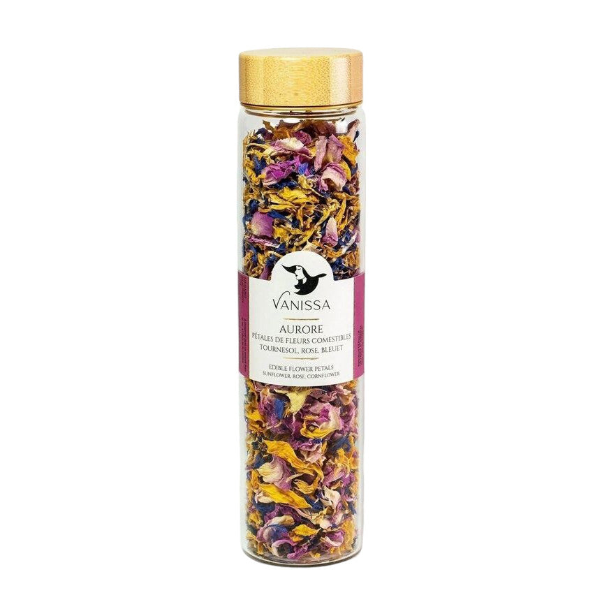 Vanissa Aurora: Essbare Blütenblätter – Sonnenblume, Kornblume, Rose, 10 g