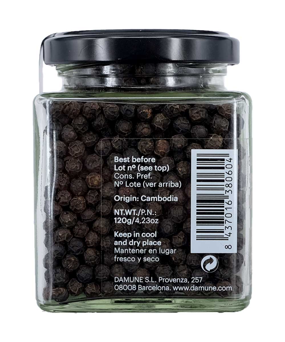 DAMUNE Schwarzer Kampot Pfeffer, 120g