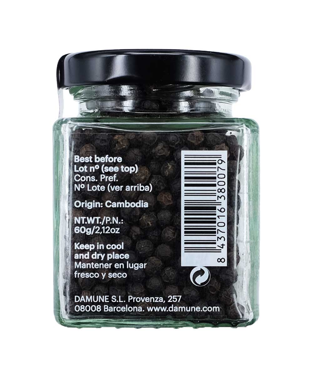 DAMUNE Schwarzer Kampot Pfeffer, 60g