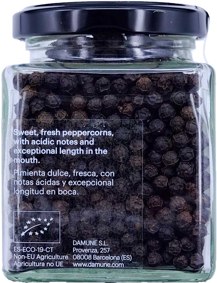 DAMUNE Schwarze Pfefferkörner Bolovens Bio Premium, 100g