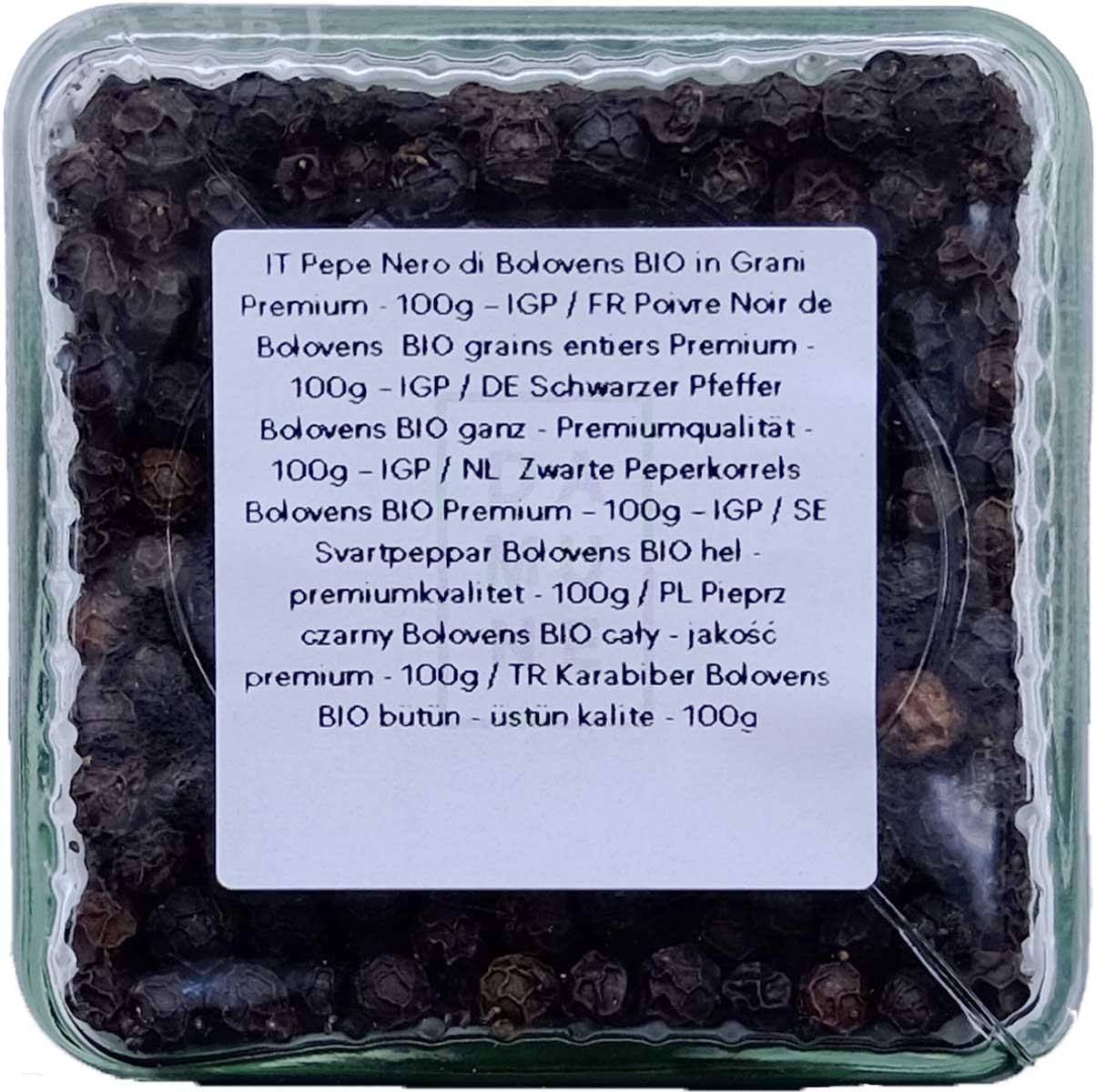 DAMUNE Schwarze Pfefferkörner Bolovens Bio Premium, 100g