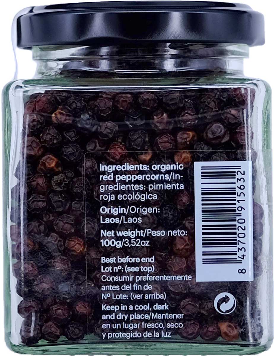 DAMUNE Rote Pfefferkörner Bolovens Bio Premium ganz, 100g